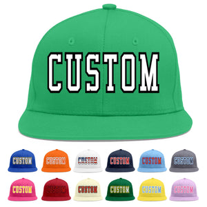 Custom Teal White-Black Flat Eaves Sport Baseball Cap