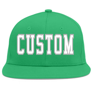 Custom Teal White-Gray Flat Eaves Sport Baseball Cap