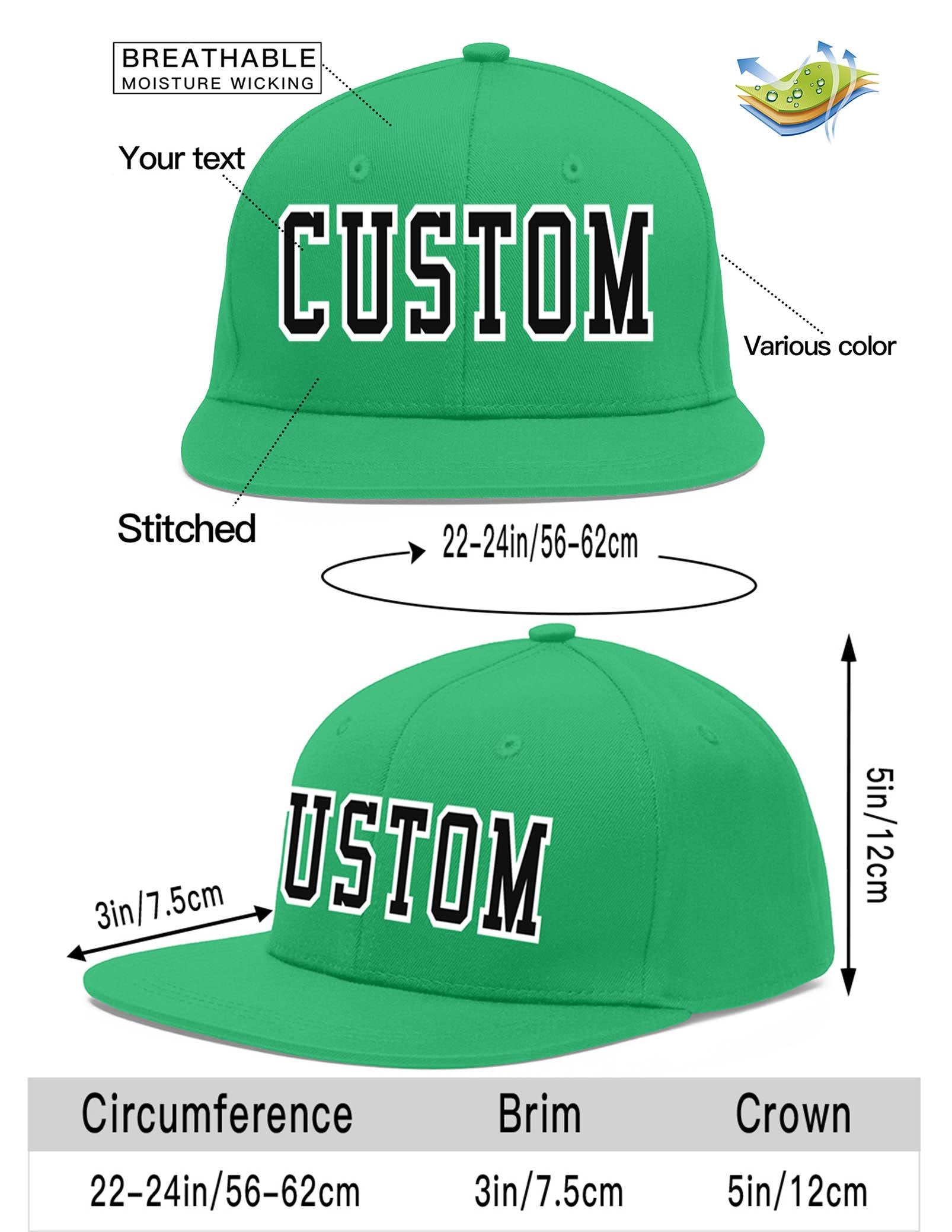 Custom Teal Black-White Flat Eaves Sport Baseball Cap