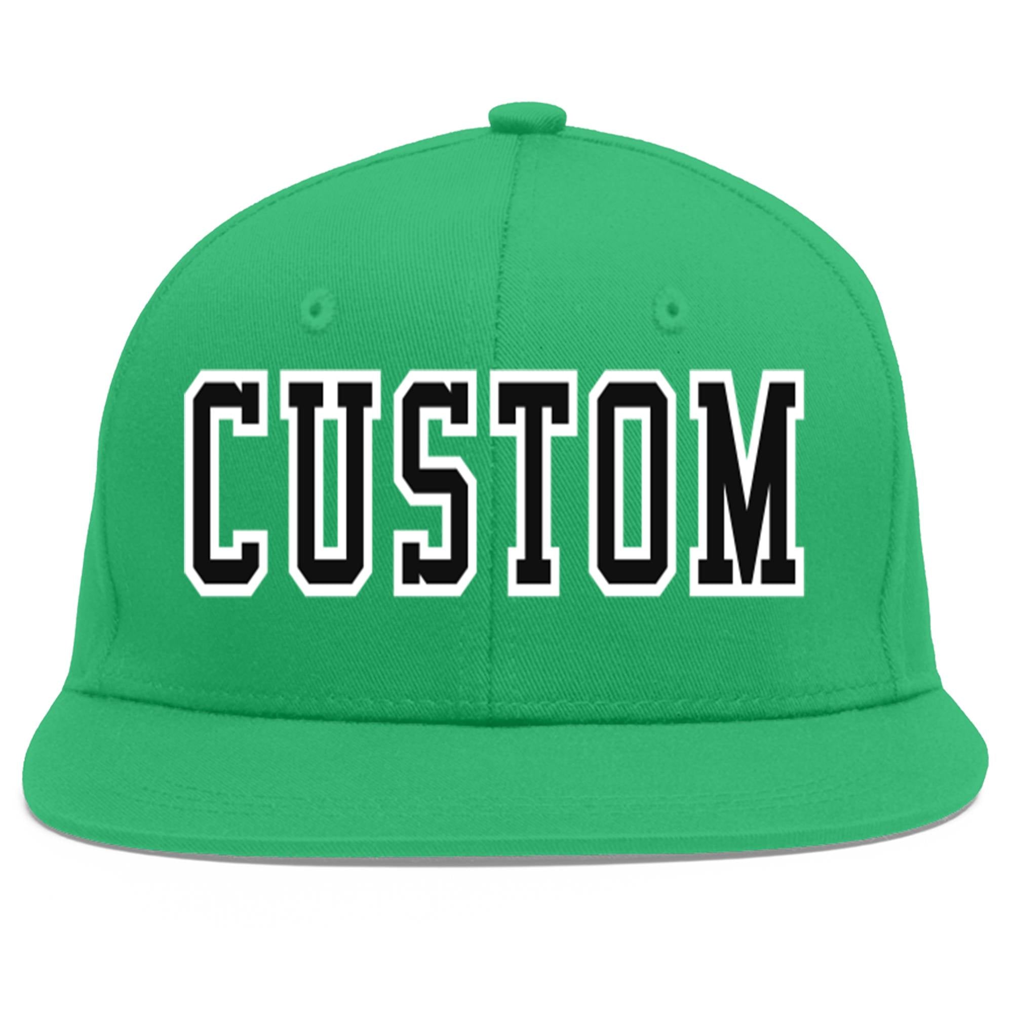 Custom Teal Black-White Flat Eaves Sport Baseball Cap