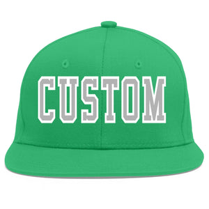 Custom Teal Gray-White Flat Eaves Sport Baseball Cap