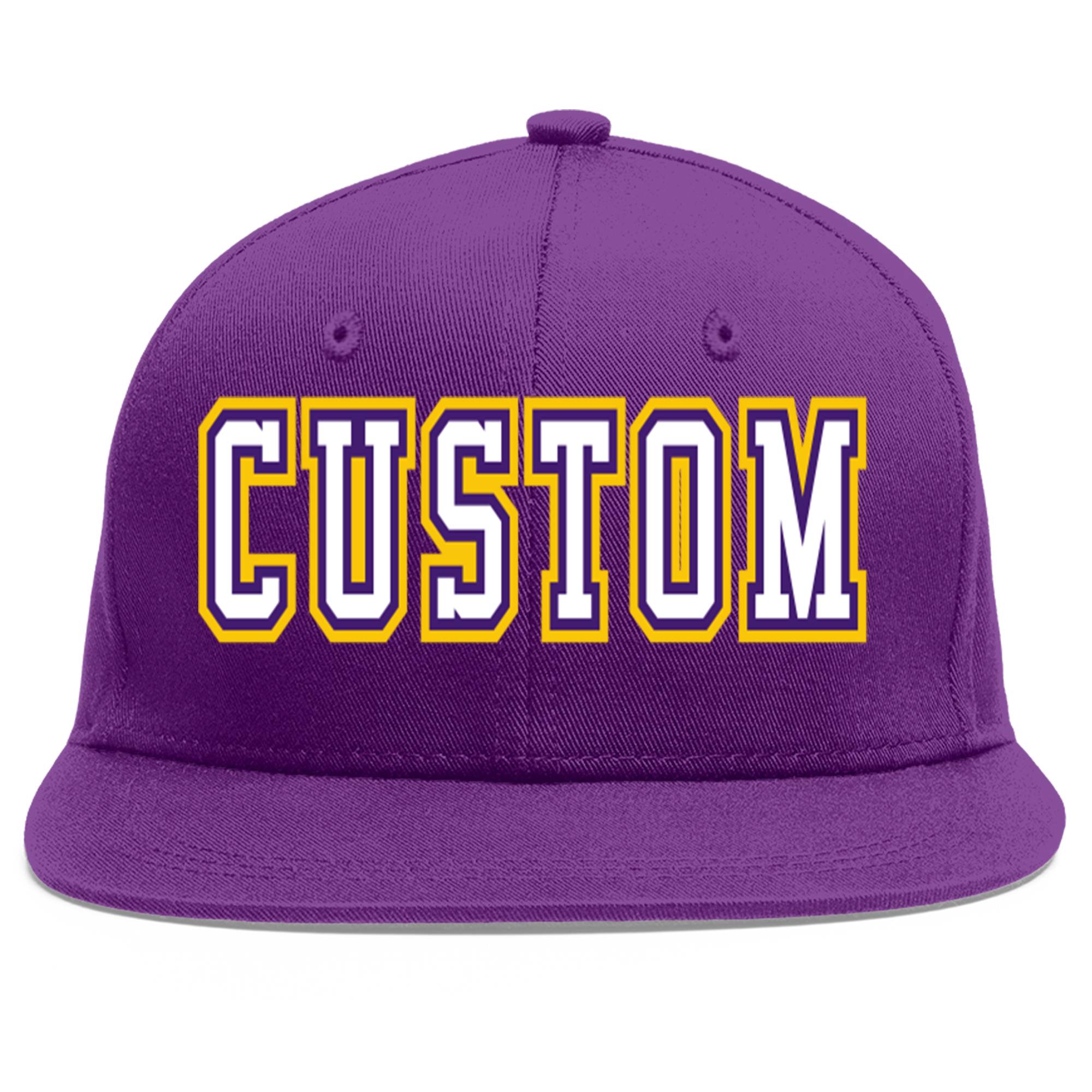 Casquette de baseball sport personnalisée violet blanc-violet plat Eaves