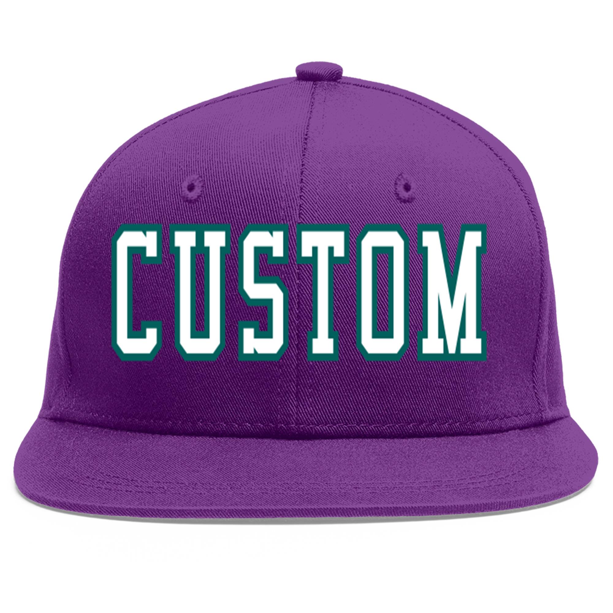 Casquette de baseball personnalisée violet blanc-aqua plat Eaves Sport