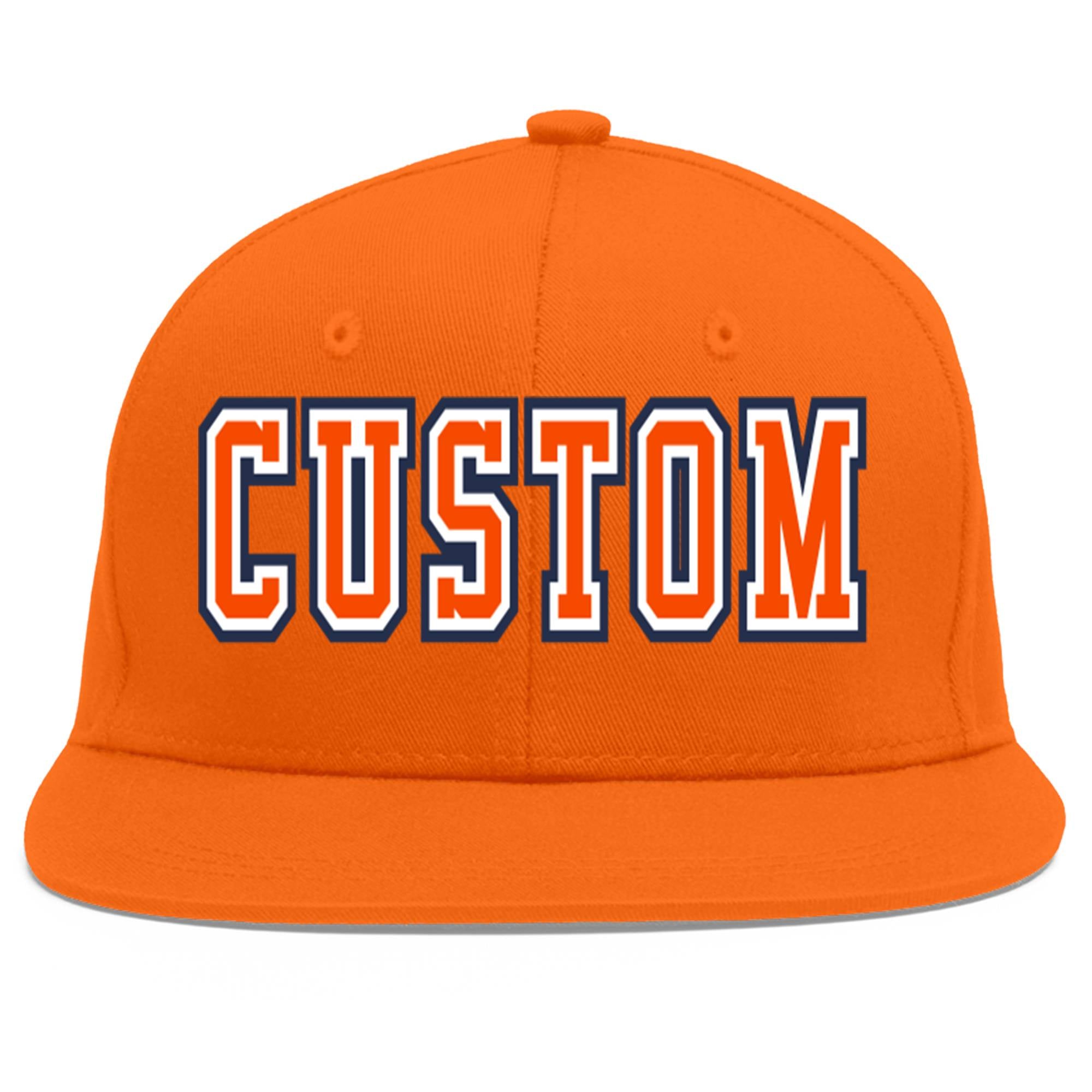 Casquette de baseball sport personnalisée Orange Orange-Blanc Flat Eaves