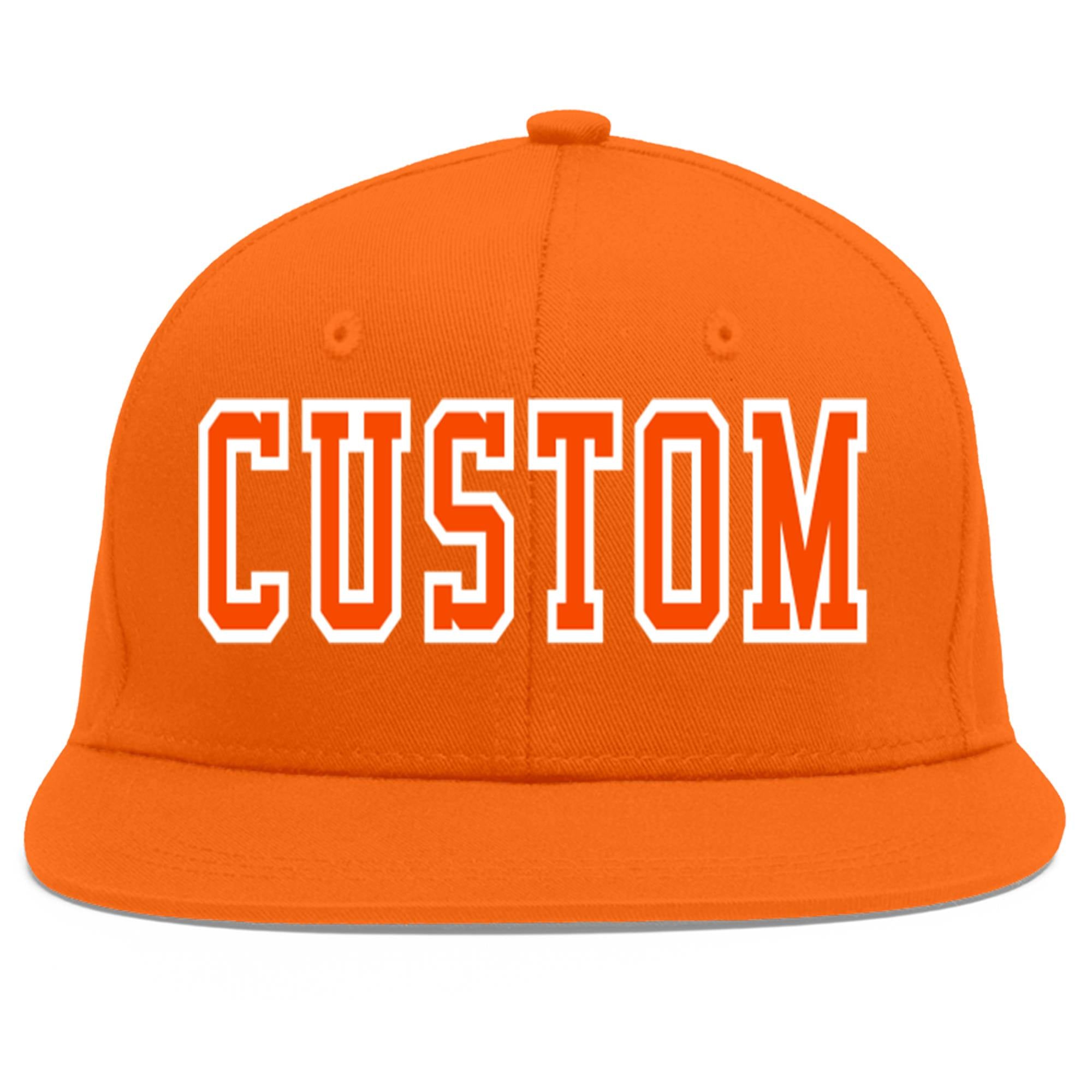 Casquette de baseball sport personnalisée Orange Orange-Blanc Flat Eaves