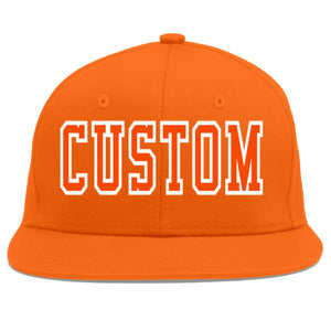 Custom Orange Orange-White Flat Eaves Sport Baseball Cap