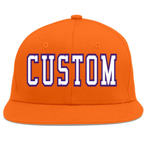 Custom Orange White-purple Flat Eaves Sport Baseball Cap