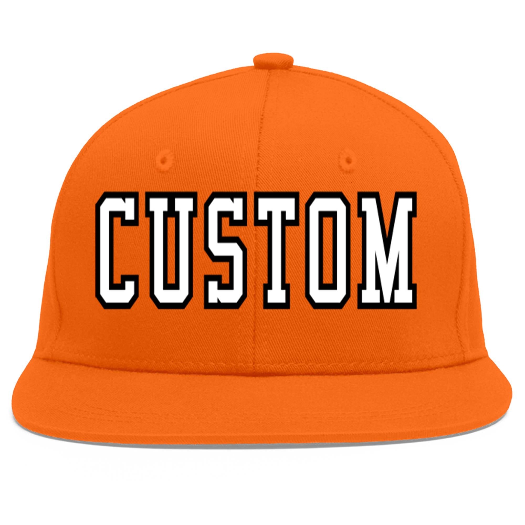 Casquette de baseball sport personnalisée orange blanc-noir Flat Eaves