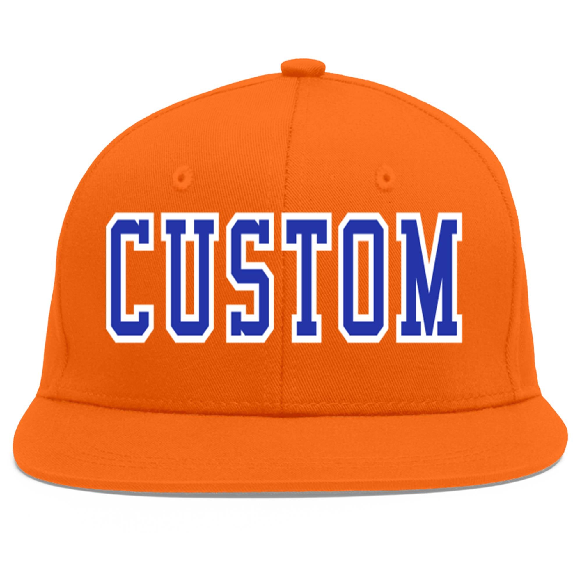 Casquette de baseball sport personnalisée Orange Royal-White Flat Eaves