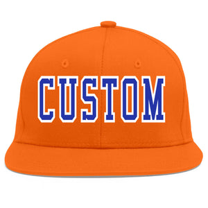 Casquette de baseball sport personnalisée Orange Royal-White Flat Eaves