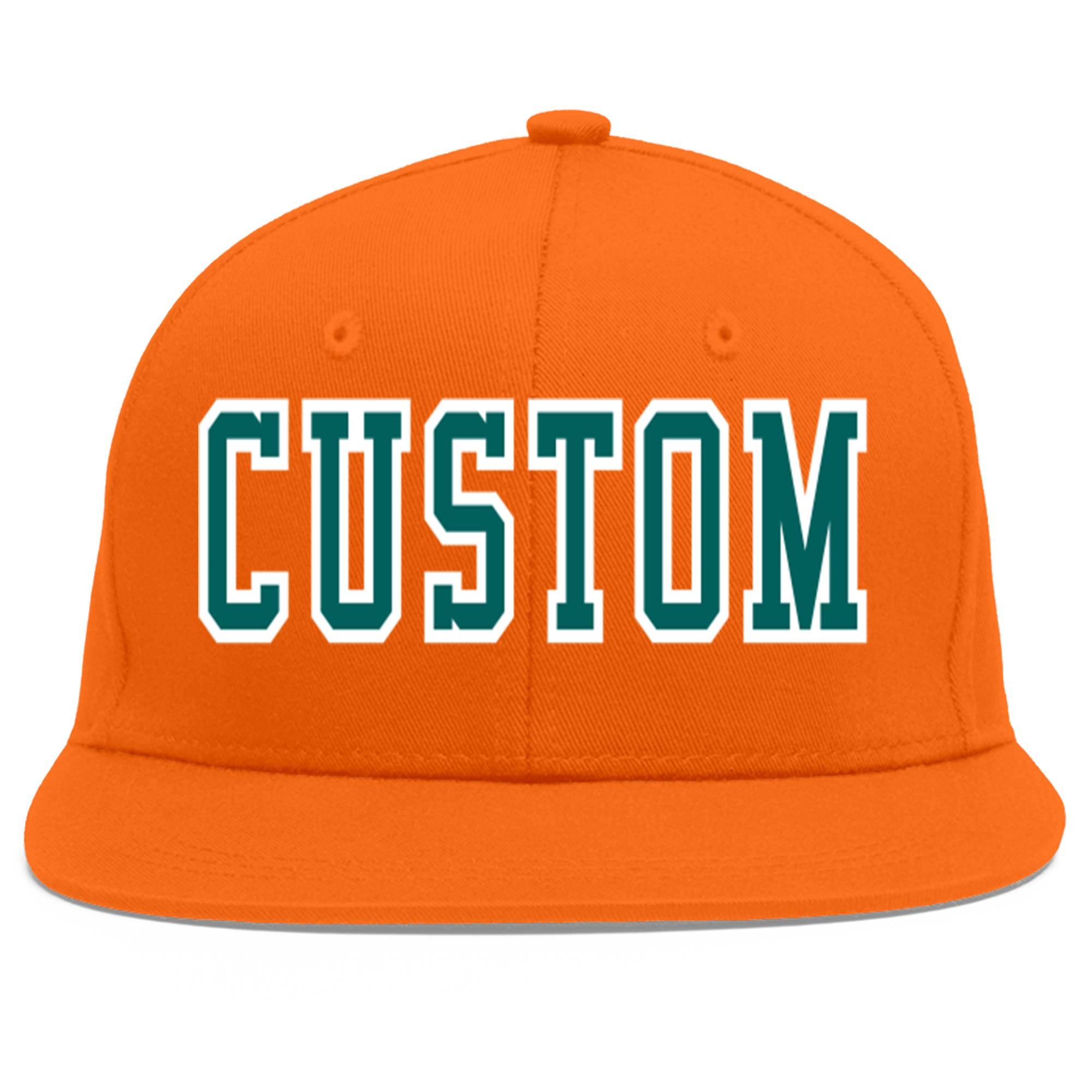 Custom Orange Aqua-White Flat Eaves Sport Baseball Cap