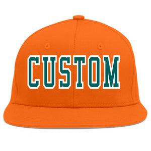 Custom Orange Aqua-White Flat Eaves Sport Baseball Cap