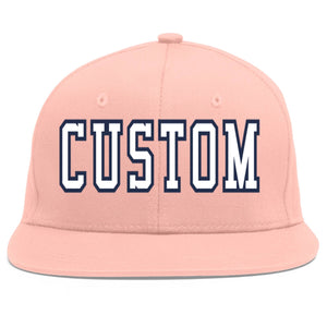 Casquette de baseball sport personnalisée rose blanc-marine Flat Eaves