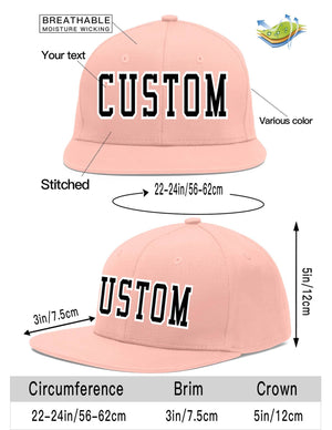 Custom Pink Black-White Flat Eaves Sport Baseball Cap