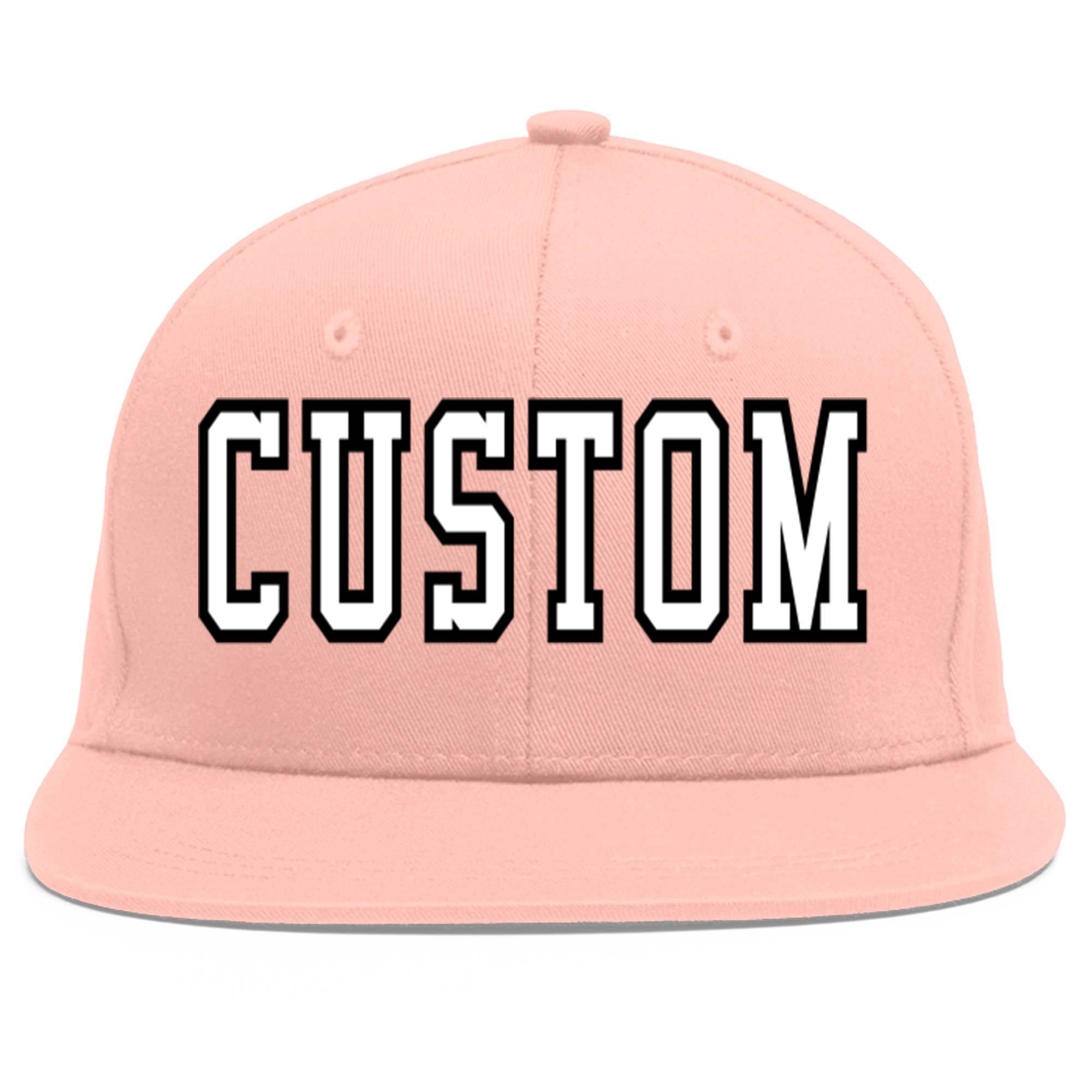 Casquette de baseball sport personnalisée rose blanc-noir Flat Eaves