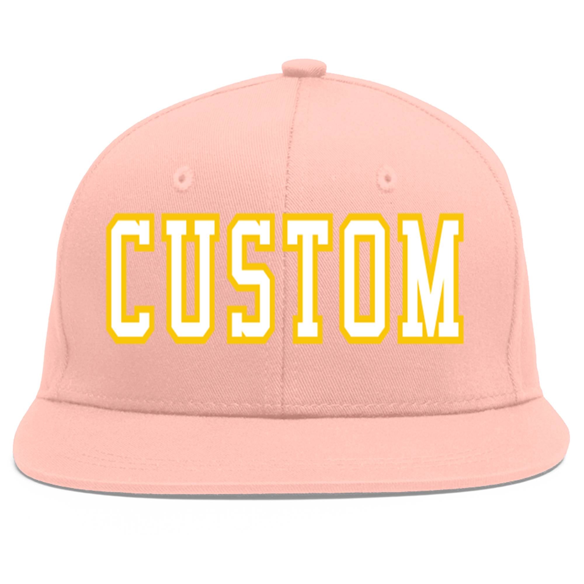 Casquette de baseball sport personnalisée rose blanc-or Flat Eaves