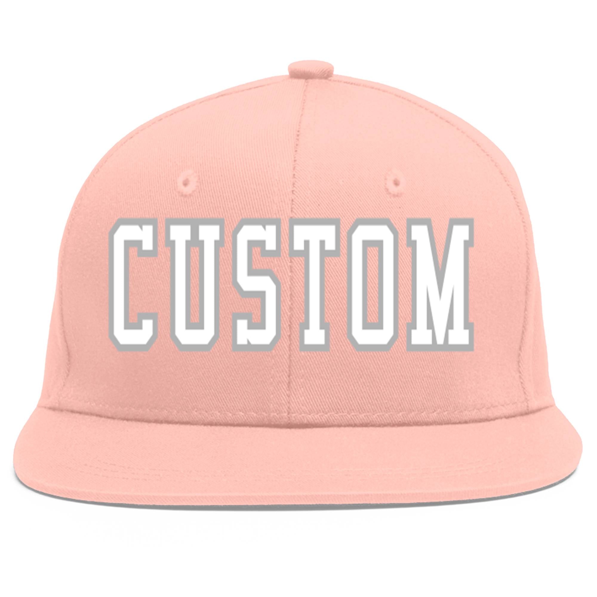 Custom Pink White-Gray Flat Eaves Sport Baseball Cap