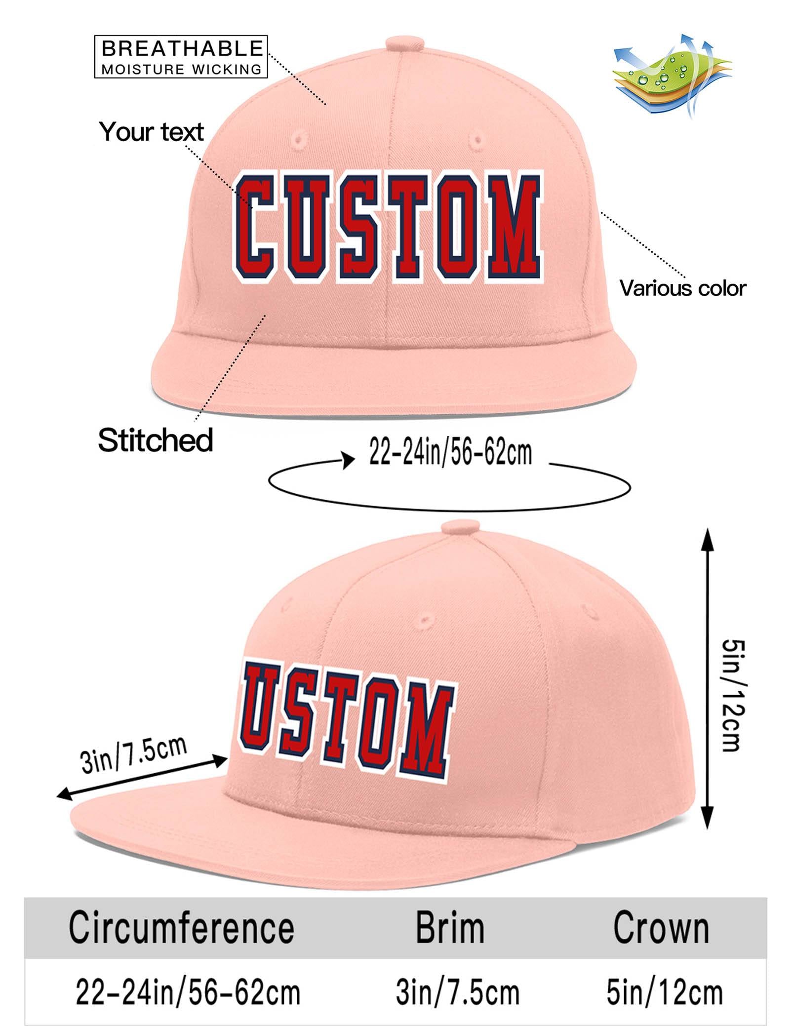 Custom Pink Red-Navy Flat Eaves Sport Baseball Cap