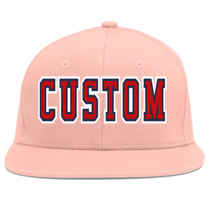 Casquette de baseball sport personnalisée rose rouge-marine Flat Eaves