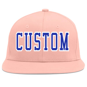 Casquette de baseball sport personnalisée rose Royal-White Flat Eaves