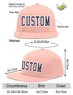 Custom Pink Navy-White Flat Eaves Sport Baseball Cap