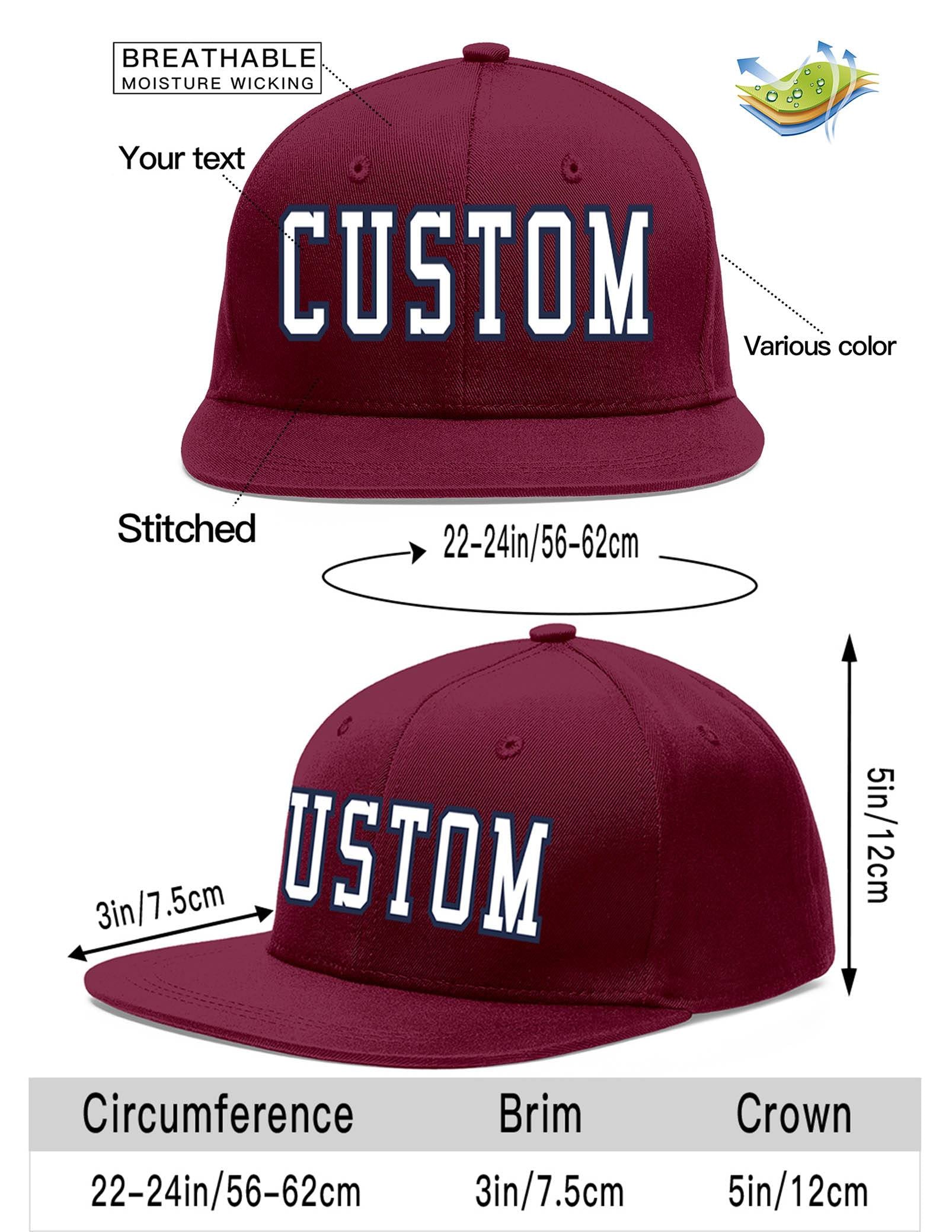 Custom Crimson White-Navy Flat Eaves Sport Baseball Cap