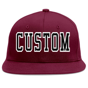 Casquette de baseball personnalisée Crimson Noir-Blanc Flat Eaves Sport