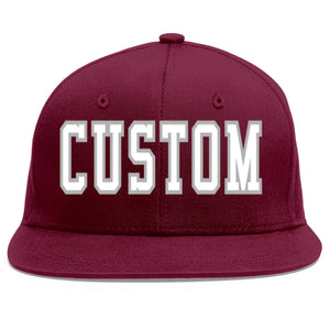 Custom Crimson White-Gray Flat Eaves Sport Baseball Cap