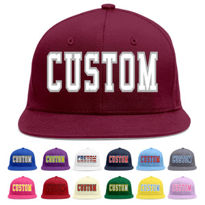 Custom Crimson White-Gray Flat Eaves Sport Baseball Cap