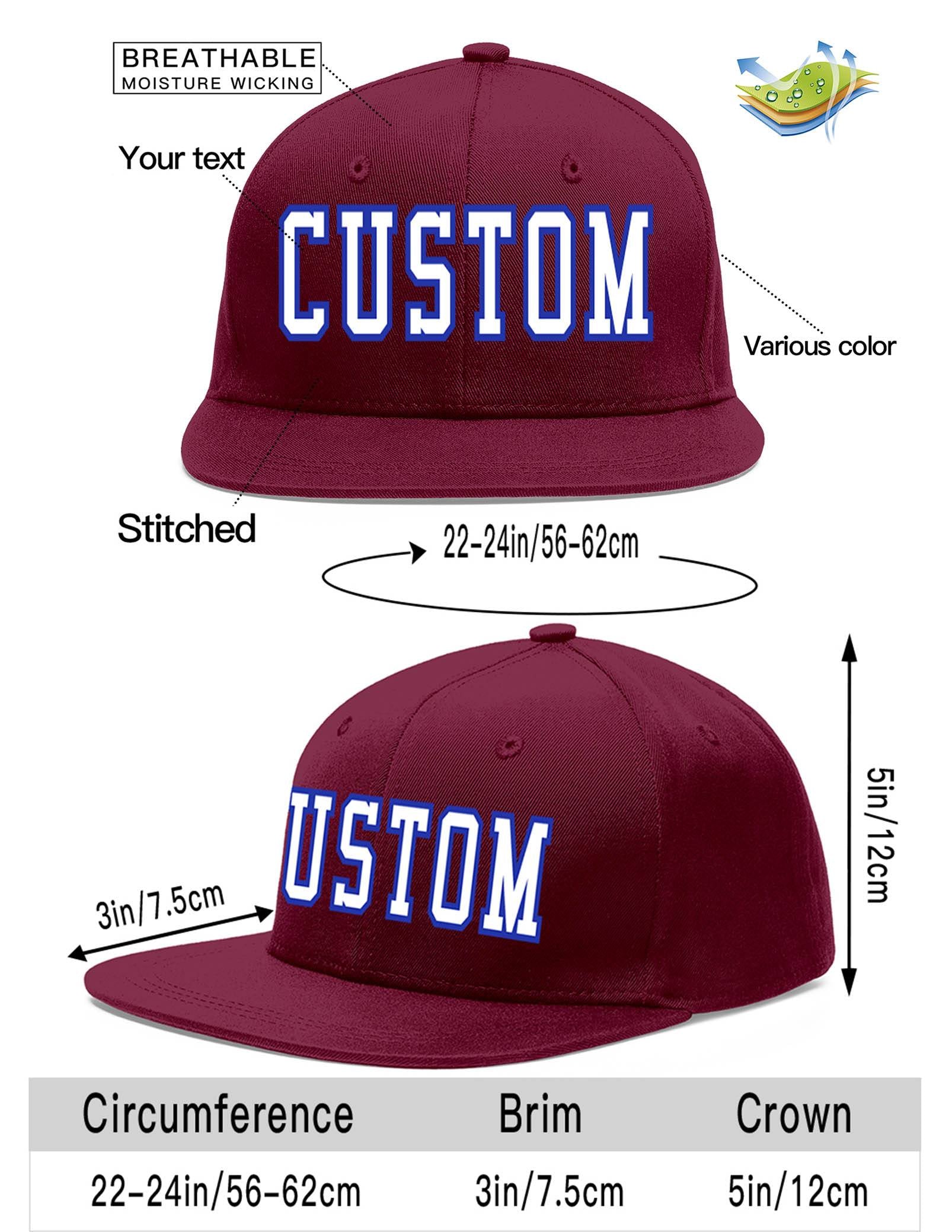 Custom Crimson White-Royal Flat Eaves Sport Baseball Cap