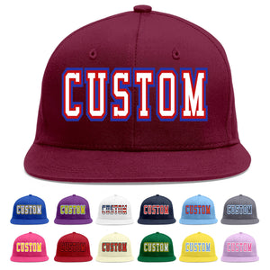 Casquette de baseball sport personnalisée Crimson blanc-rouge Flat Eaves