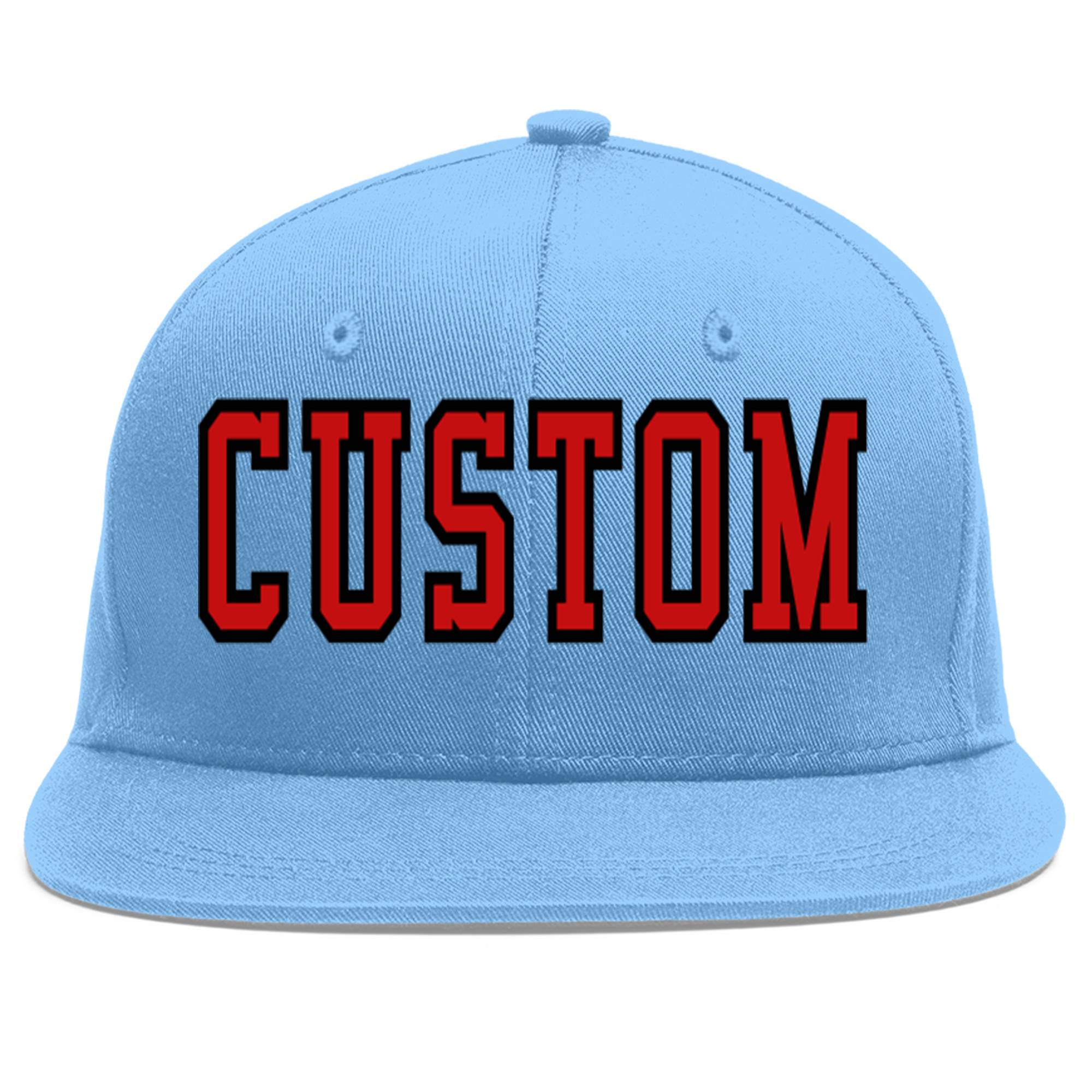 Casquette de baseball sport personnalisée bleu clair rouge-noir Flat Eaves