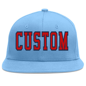 Casquette de baseball sport personnalisée bleu clair rouge-marine Flat Eaves