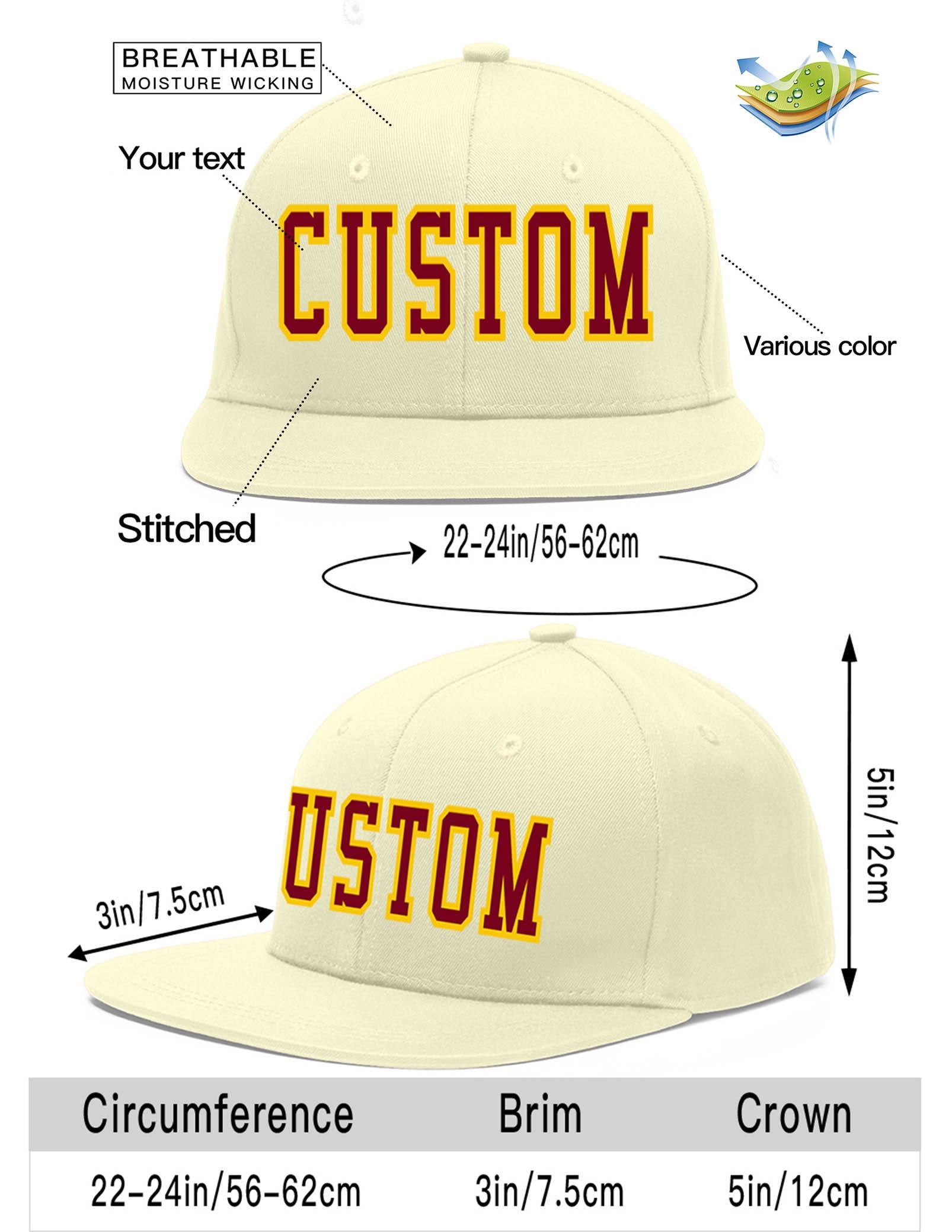 Custom Cream Crimson-Gold Flat Eaves Sport Baseball Cap