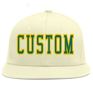 Casquette de baseball personnalisée Kelly Green-Gold Flat Eaves Sport