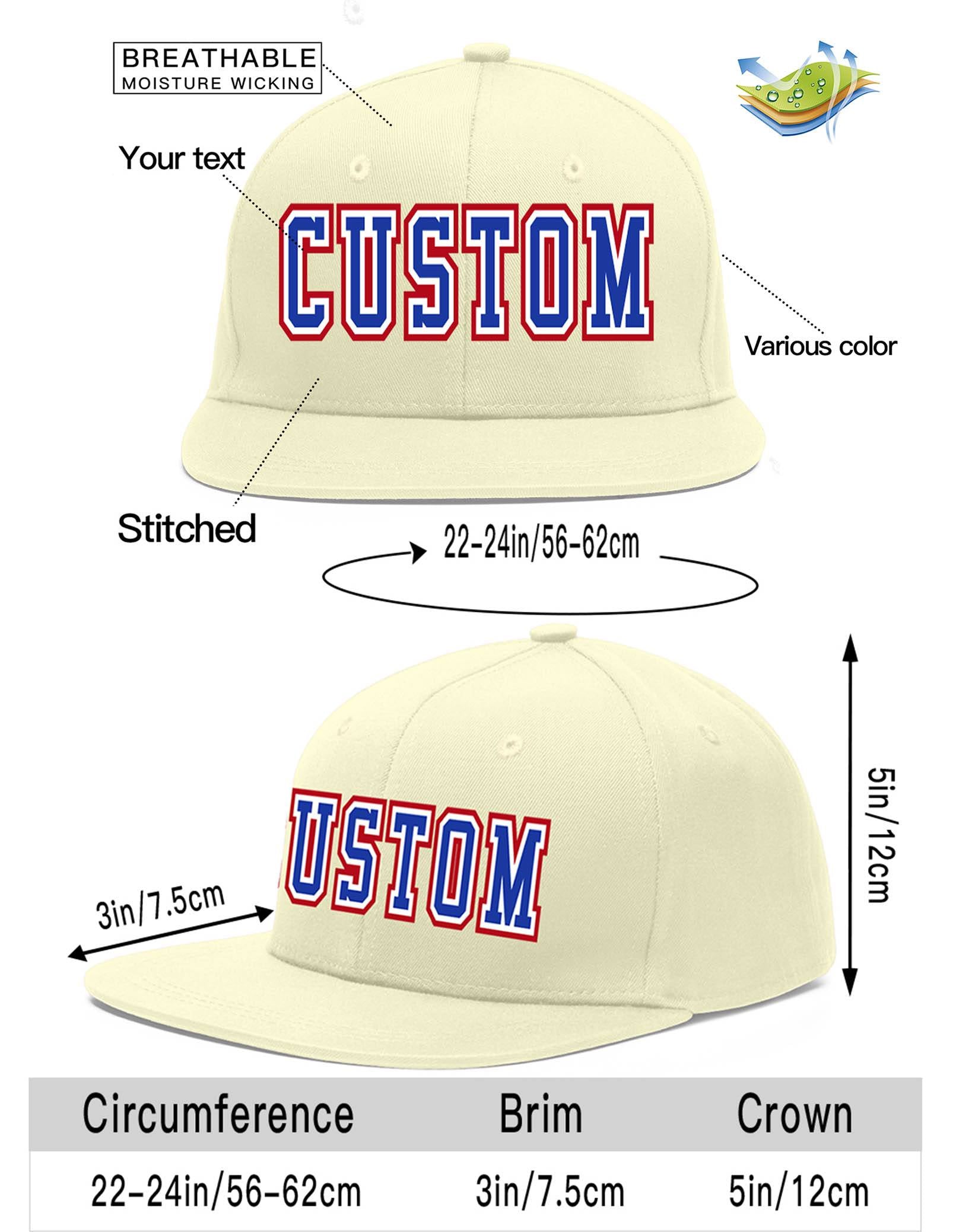 Custom Cream Royal-White Flat Eaves Sport Baseball Cap