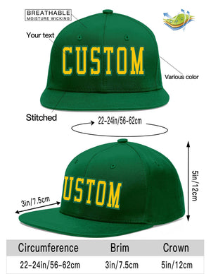 Casquette de baseball sport personnalisée vert Gold-Kelly Green Flat Eaves