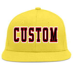 Custom Light Gold Black-Red Flat Eaves Sport Baseball Cap