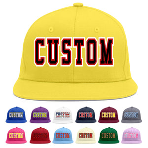 Custom Light Gold Black-Red Flat Eaves Sport Baseball Cap