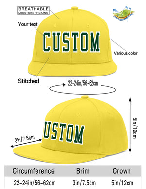 Custom Light Gold Green-White Flat Eaves Sport Baseball Cap