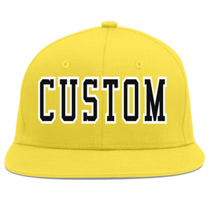 Custom Light Gold Black-White Flat Eaves Sport Baseball Cap