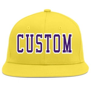 Casquette de baseball sport personnalisée or clair violet-blanc Flat Eaves