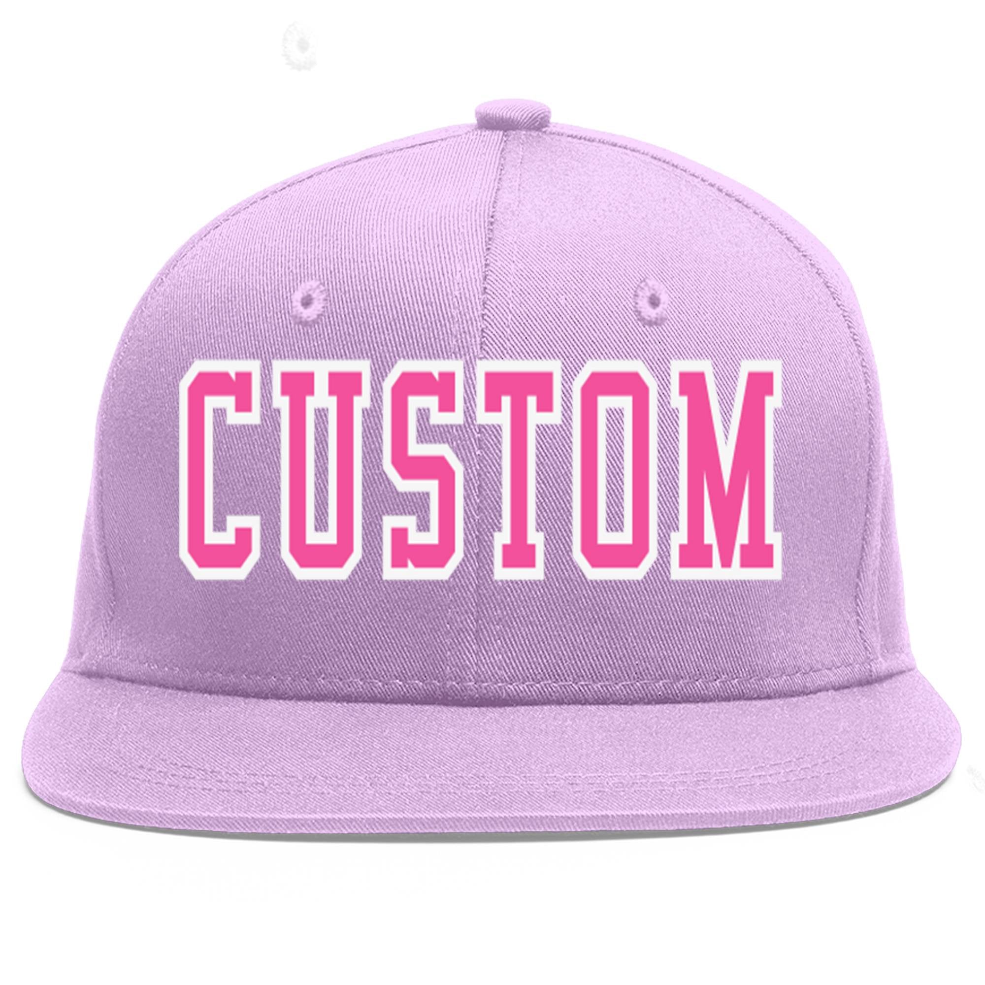 Casquette de baseball de sport personnalisée, violet clair, rose et blanc, avec avant-toit plat