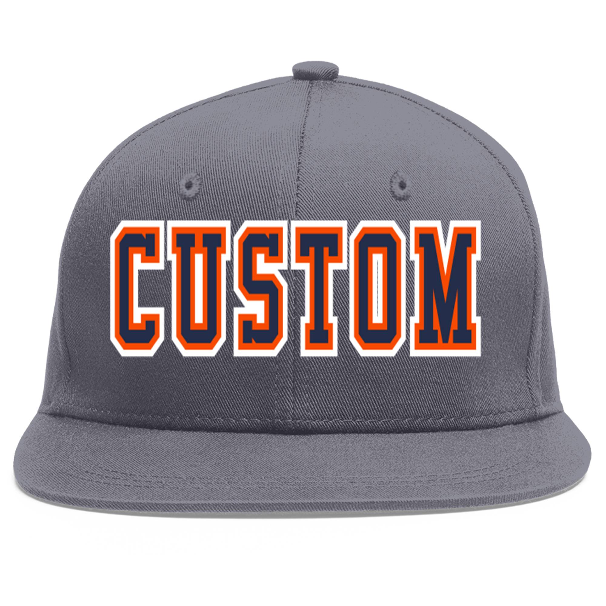 Casquette de baseball sport personnalisée gris foncé marine-orange Flat Eaves