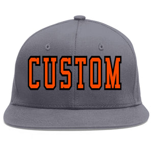 Casquette de baseball sport personnalisée gris foncé orange-noir Flat Eaves