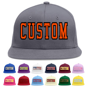 Casquette de baseball sport personnalisée gris foncé orange-noir Flat Eaves