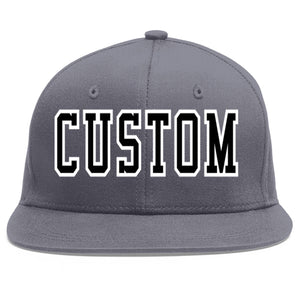 Casquette de baseball sport personnalisée gris foncé noir-blanc