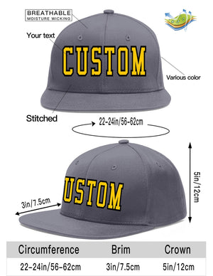 Custom Dark Gray Gold-Black Flat Eaves Sport Baseball Cap