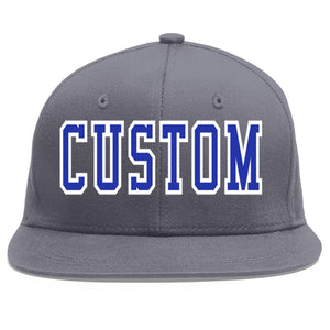 Casquette de baseball sport personnalisée gris foncé Royal-White Flat Eaves