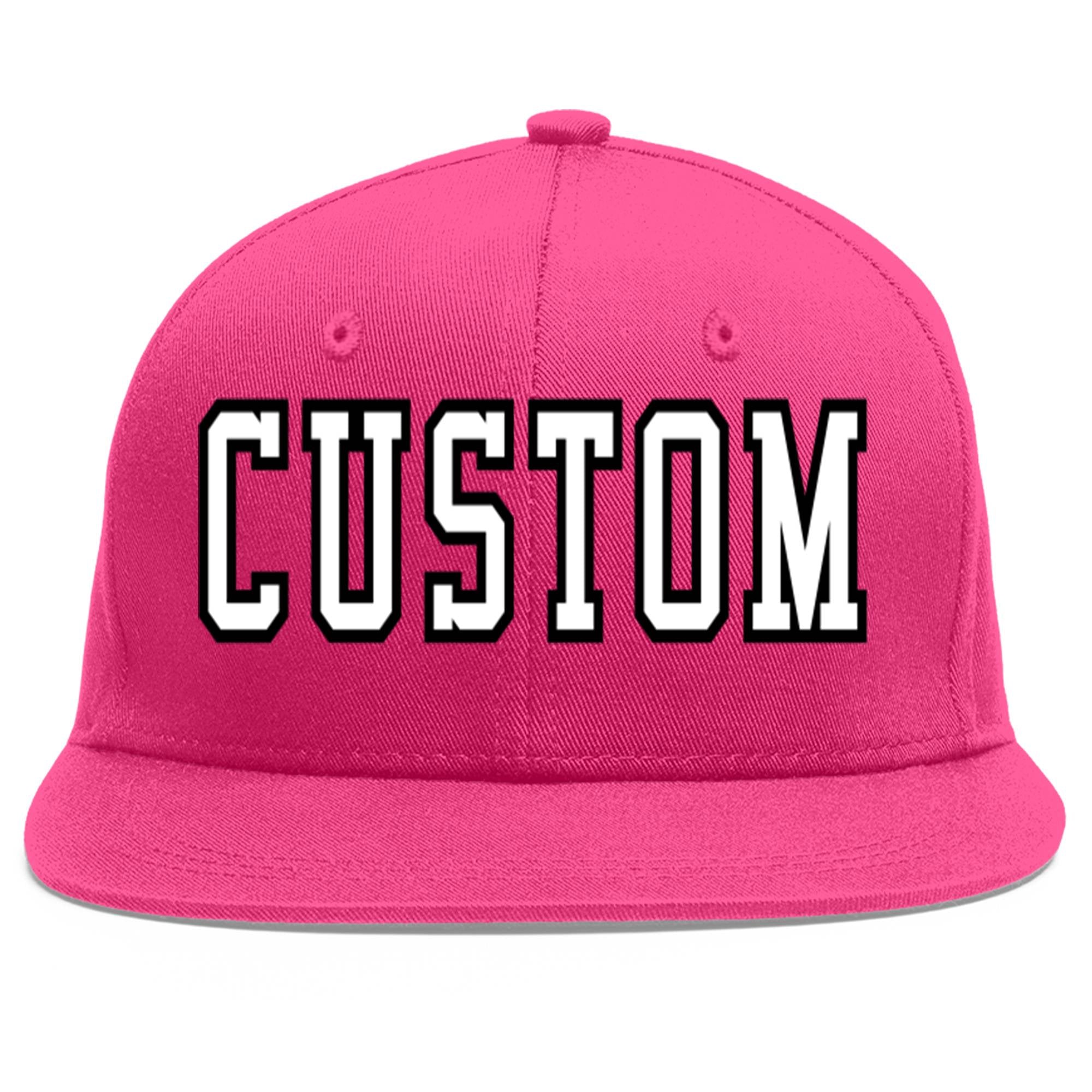 Custom Rose Red White-Black Flat Eaves Sport Baseball Cap